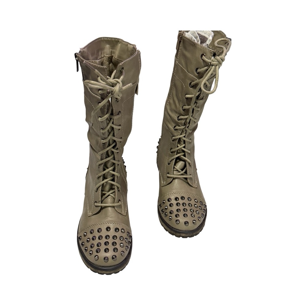 Studded Lace-Up Combat Boots - used CBOX5